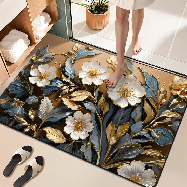 Floral Design Bathroom Mat Bowlift
