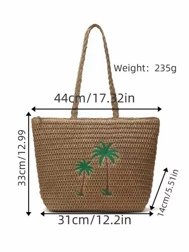 Summer basket bag with palm pattern Bowlift