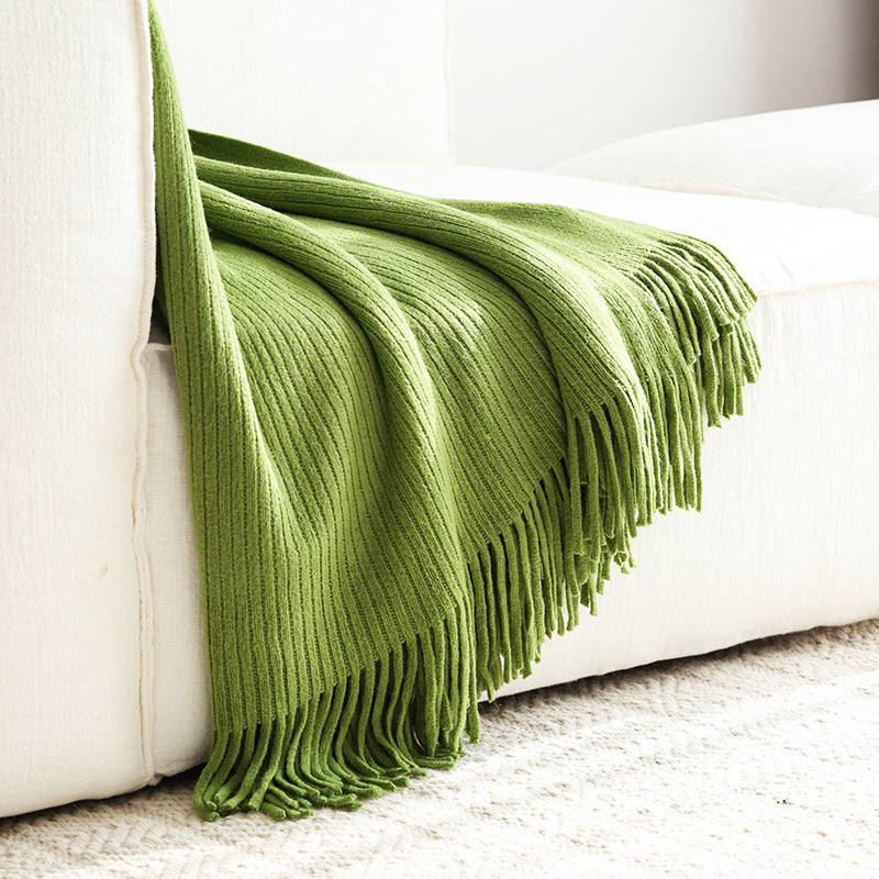 Textured Ribbed Knit Throw Blanket
