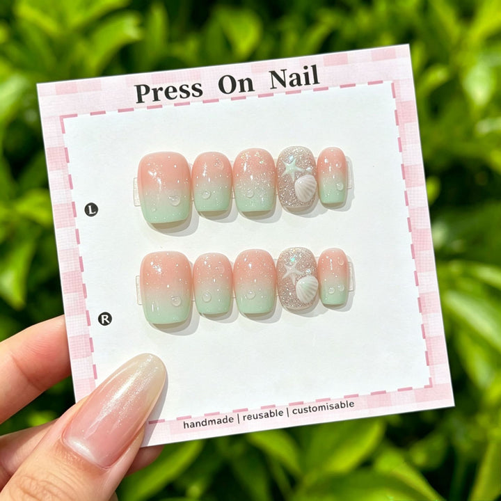 Artistic Press-On Nail Set with Floral and Graphic Designs