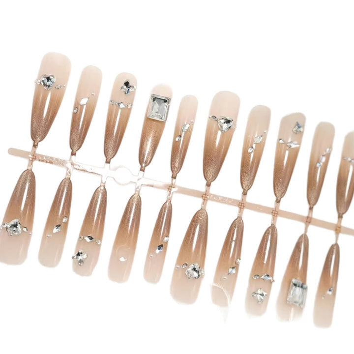 Acrylic nail set with glamorous 3D rhinestone applications Bowlift