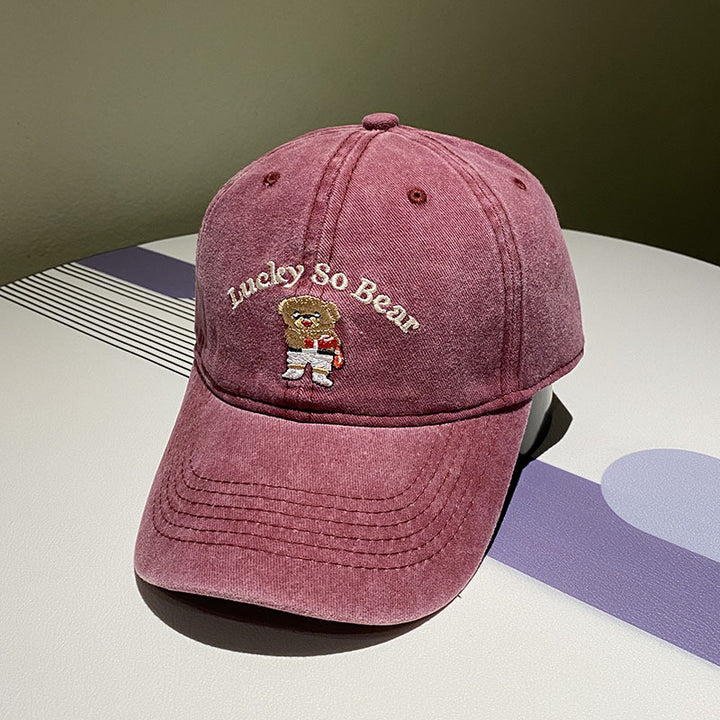 Unisex Casual Embroidered Bear Cap Bowlift
