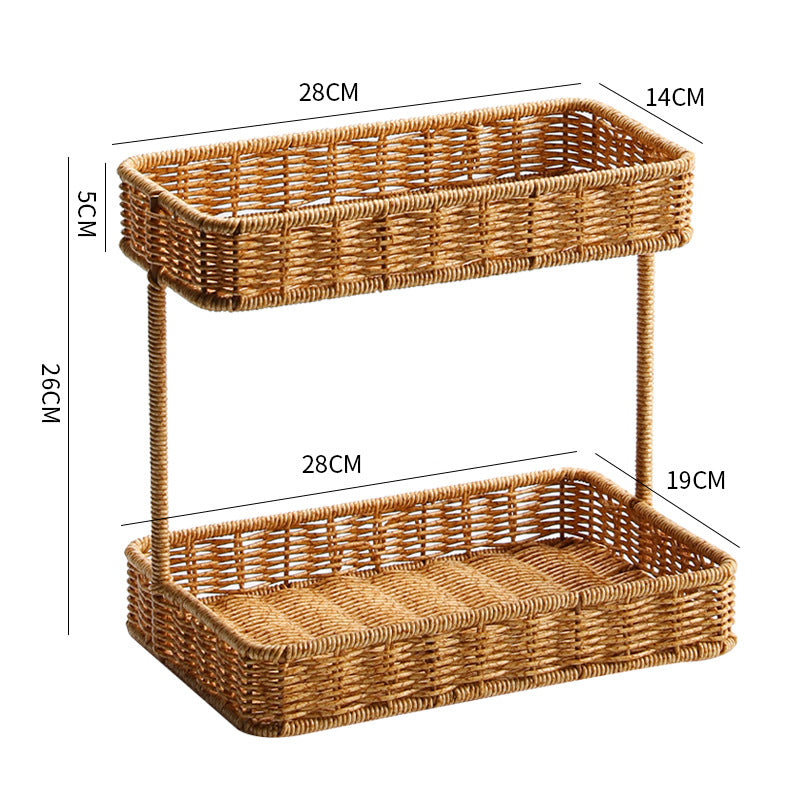 Multi-Tiered Wicker Storage Display Tray Bowlift