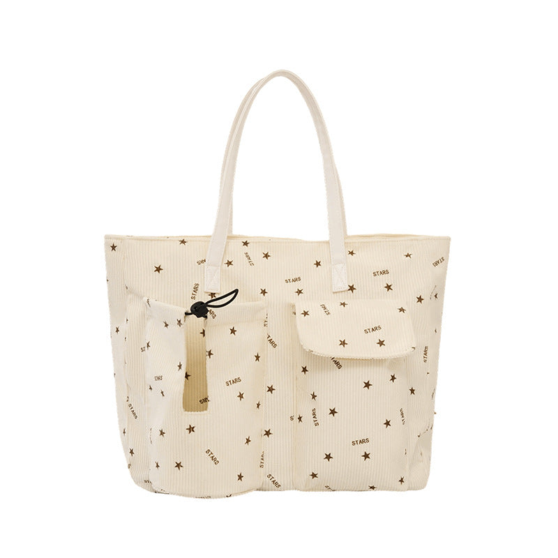 Stylish Star Patterned Cotton Tote Bag Bowlift