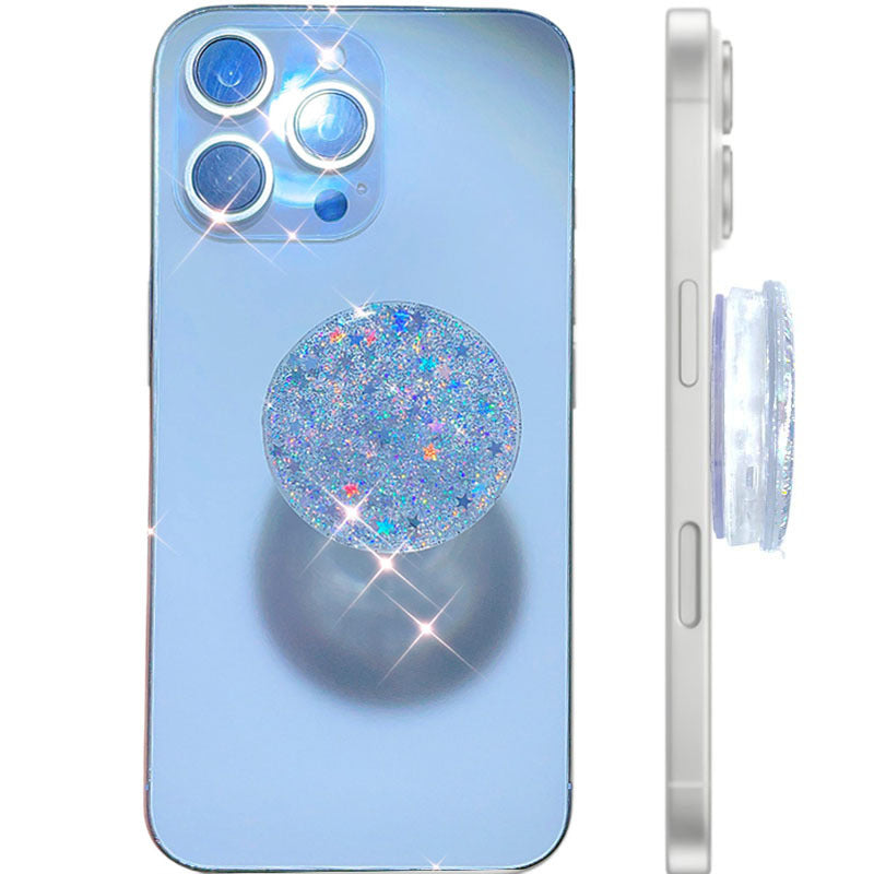 Holographic Glitter Collapsible Phone Grip And Stand