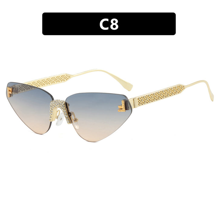 Women Designer Cat Eye Sunglasses with Sparkling Rhinestone Embellishment Bowlift