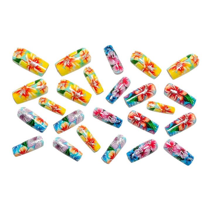 Acrylic Nail Set with Floral Designs Bowlift