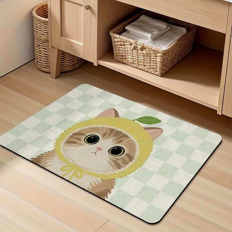 Cute Cat Print Bath Mat Bowlift