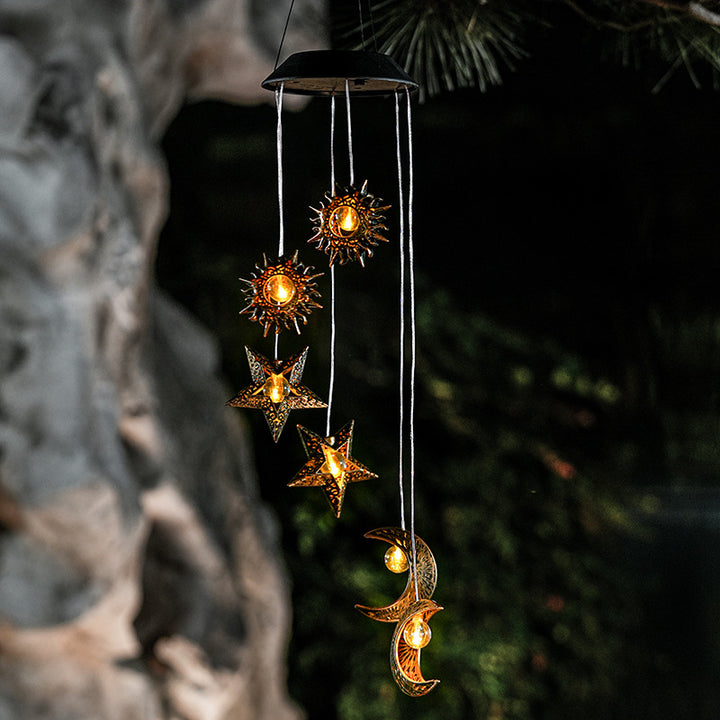 Decorative Hanging Star Wind Chime With Brass Stars And Tubular Aluminum Chimes Bowlift