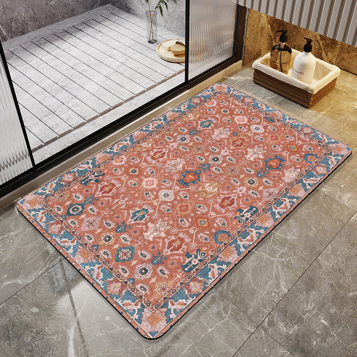 Elegant Floral Bathroom Area Mat Bowlift