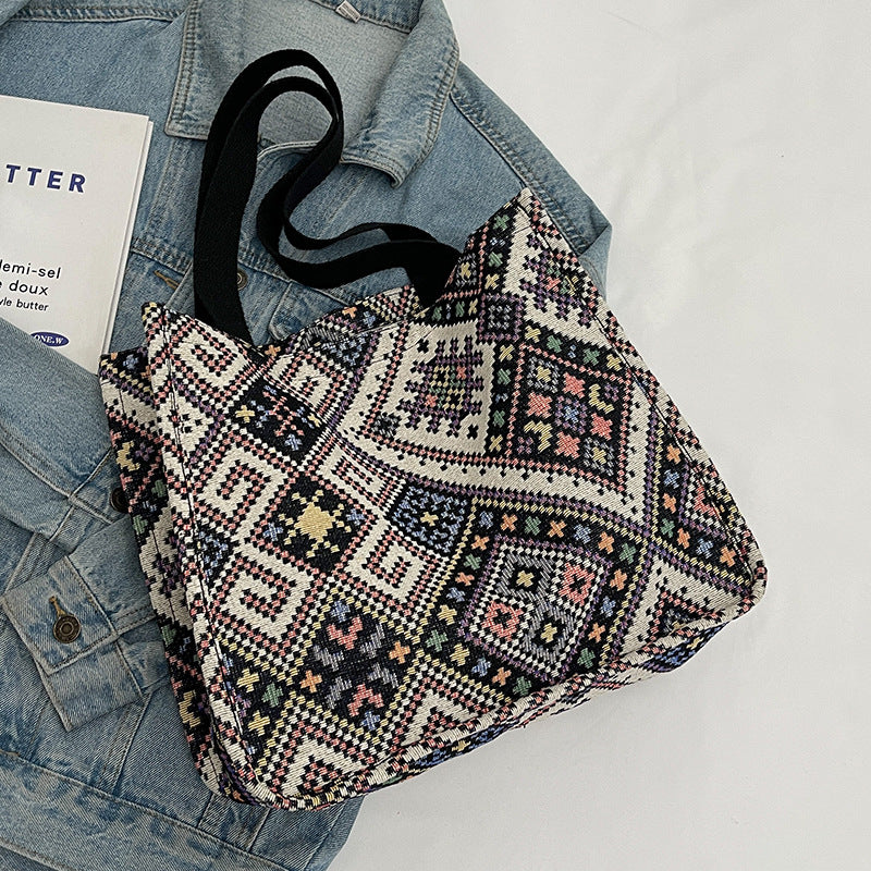 Handcrafted Geometric Patterned Tote Bag