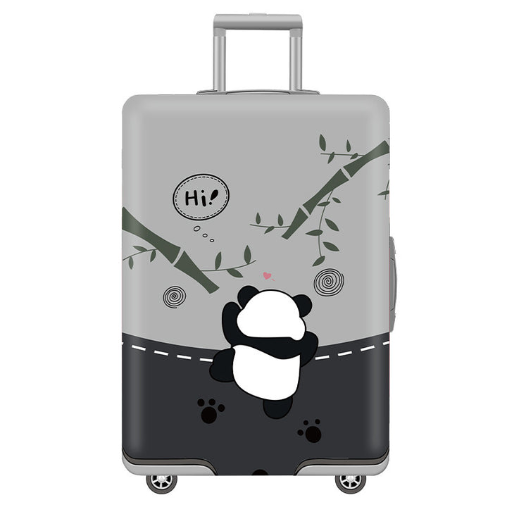 Unisex nan elastic motif suitcase cover made of stretchable polyester with handle and wheel openings Bowlift