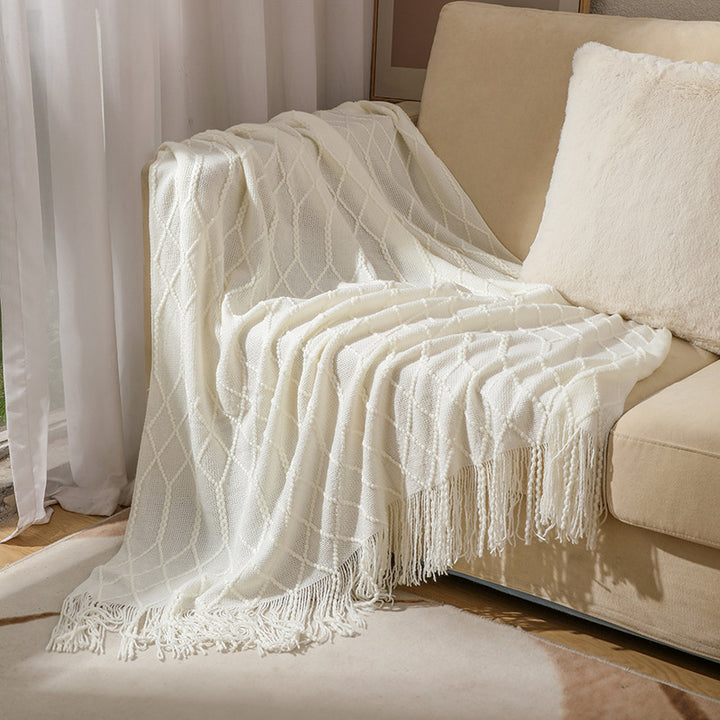 Luxurious Woven Textured Throw Blanket Bowlift