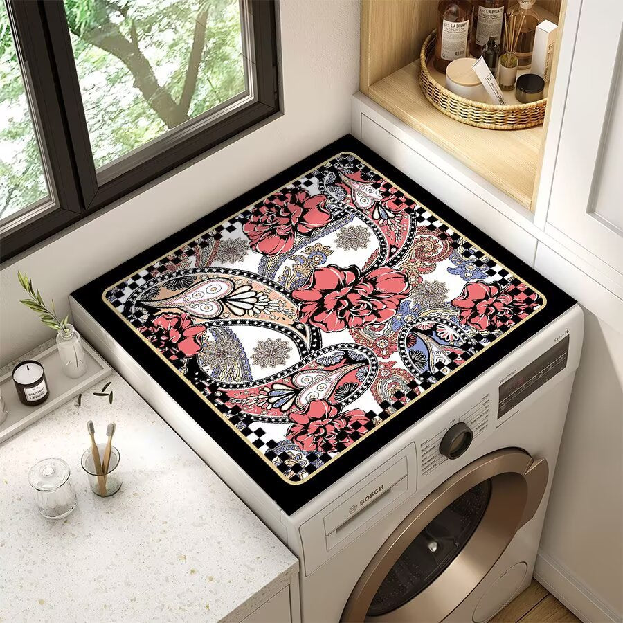 Floral Patterned Laundry Room Top Cover Bowlift