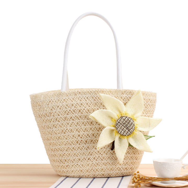 Basket bag with floral appliqué Bowlift