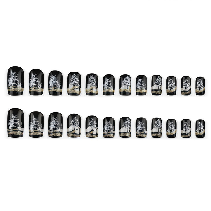 Artificial nails in elegant winter forest design Bowlift