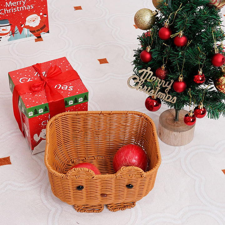 Cute Animal-Themed Woven Storage Basket Bowlift