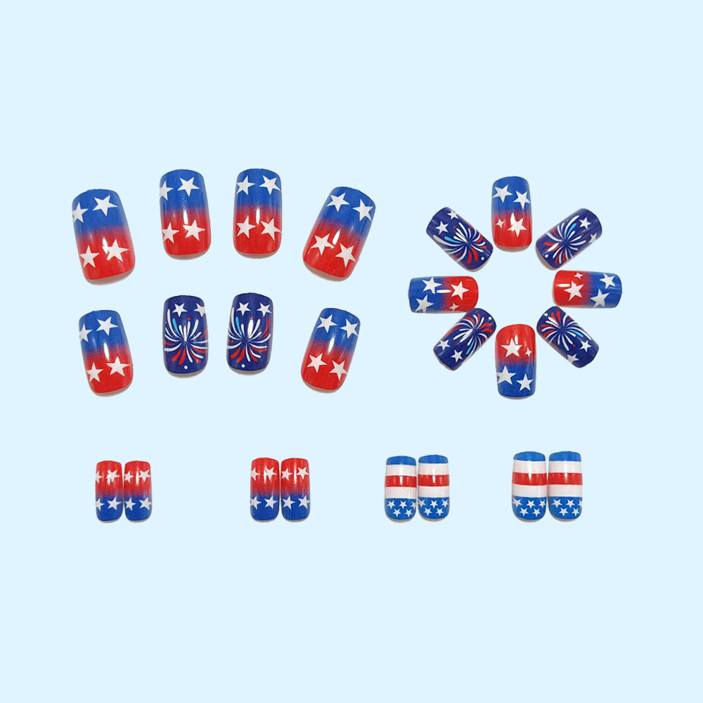 Artificial nails in patriotic star and stripe design Bowlift