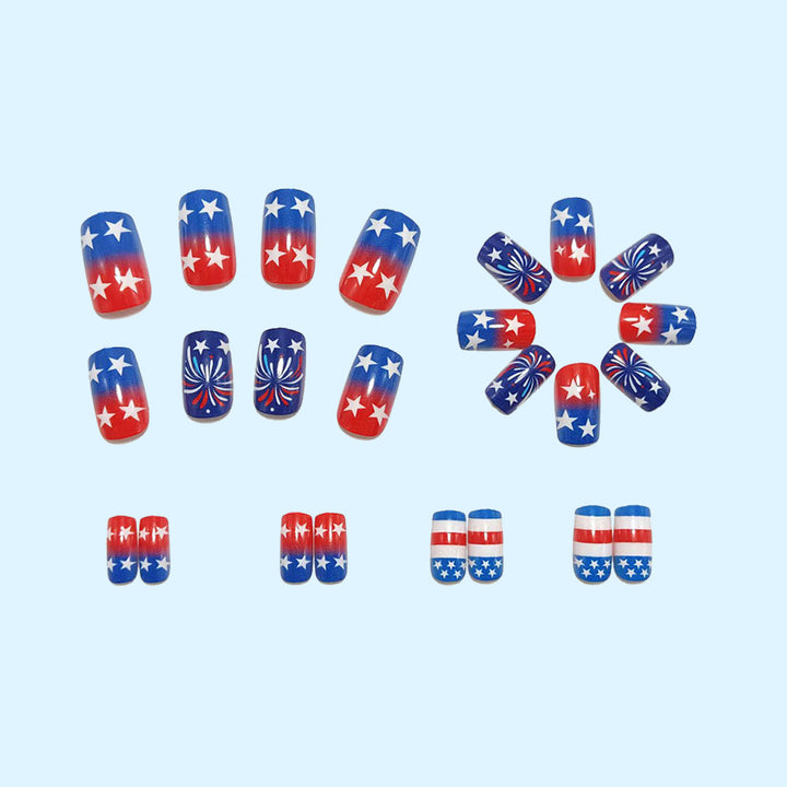 Artificial nails in patriotic star and stripe design Bowlift