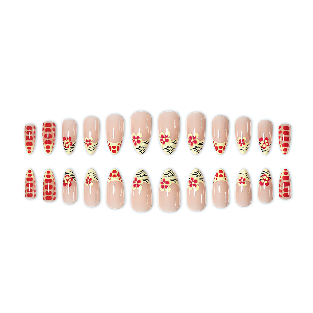 Floral French Tip Nail Art Extensions Bowlift
