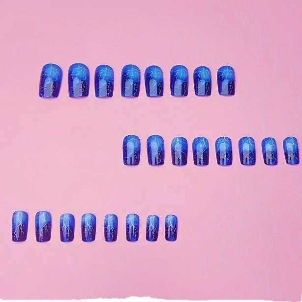 Lightning-Patterned Acrylic Nail Art Enhancements Bowlift
