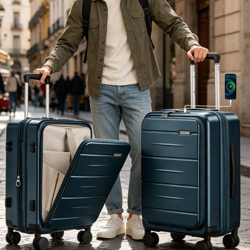 Unisex Multi-Functional Hard Shell Trolley Suitcase Bowlift
