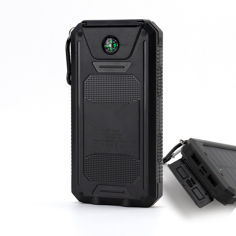 Solar-powered power bank with robust case and integrated LED lighting Bowlift