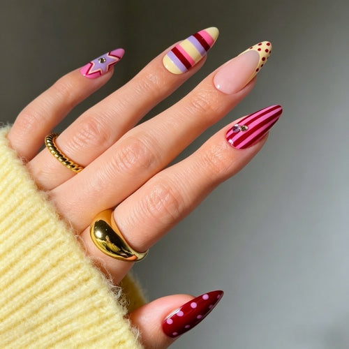 Artful Nail Set with Festive Patterns Bowlift