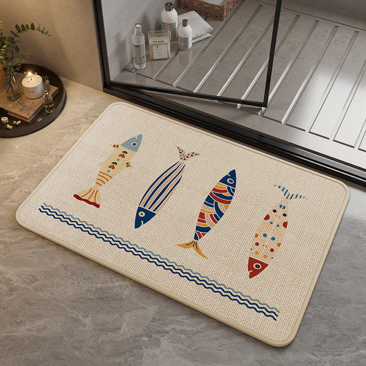 Decorative Cat-Themed Bath Mat Bowlift