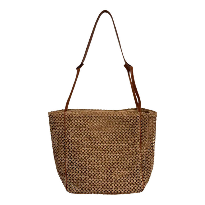 Handmade mesh tote bag with leather accents Bowlift