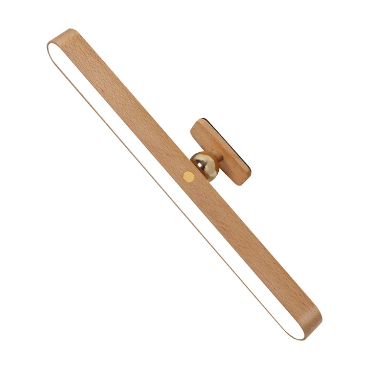 Minimalist Floating Wall Lamp with Brass Ball Accent in Solid Beech Wood Bowlift