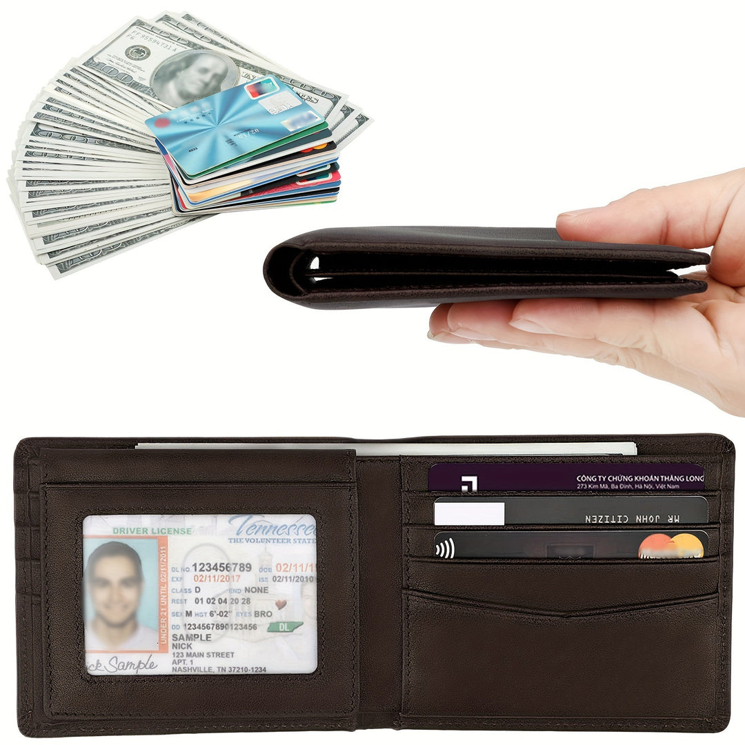 Multi-Slot RFID-Protected Leather Cardholder Bowlift