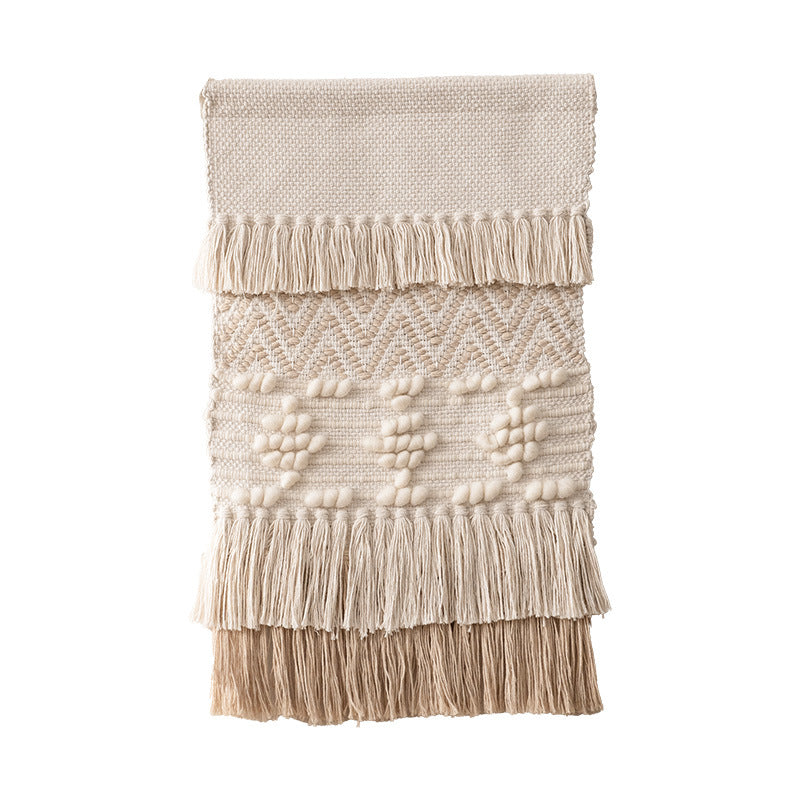 Boho Wall Hanging Macrame with Hand-Knotted Fringes and Woven Cable Patterns Bowlift