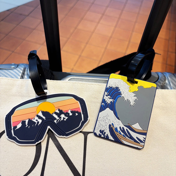 Adventure-Themed Ski Goggles Luggage Tag Bowlift