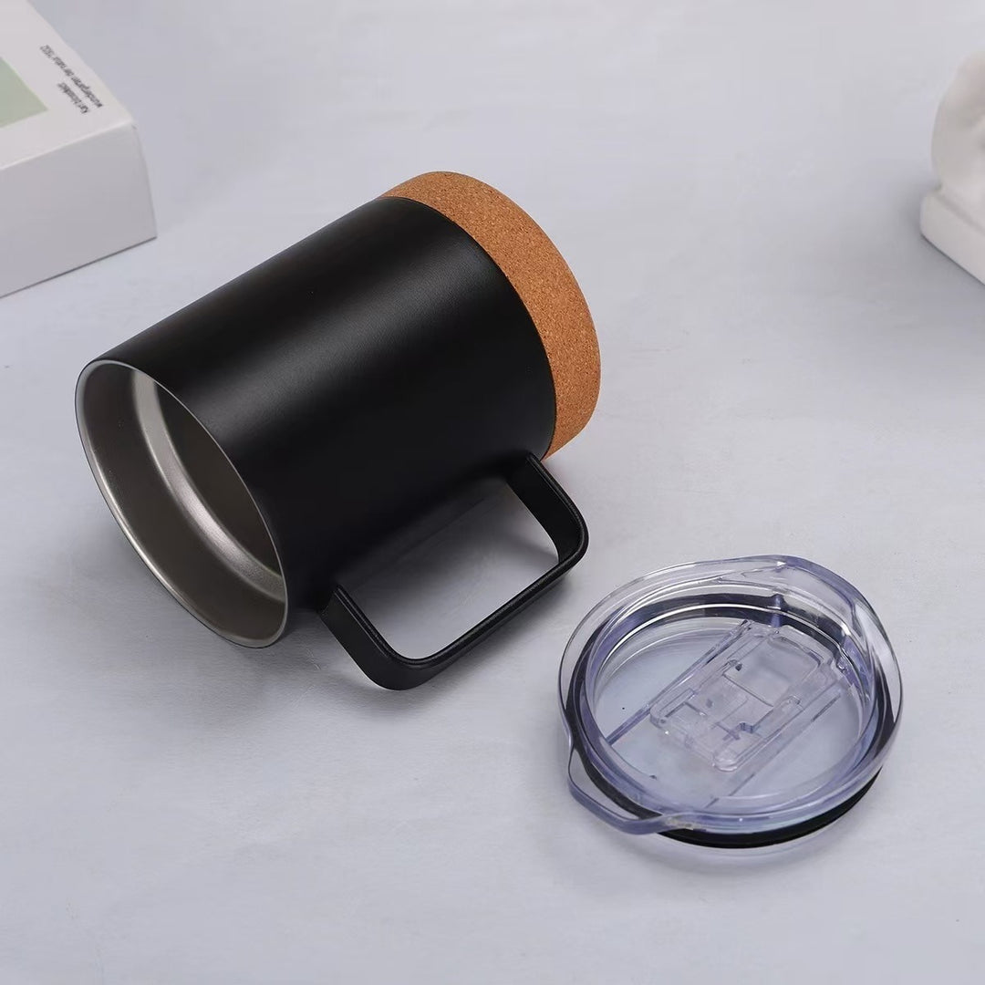 Ladies elegant coffee mug with cork bottom and transparent lid Bowlift