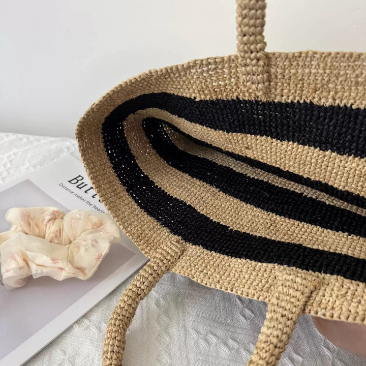 Handcrafted Tote Bag In Stripe Pattern Bowlift
