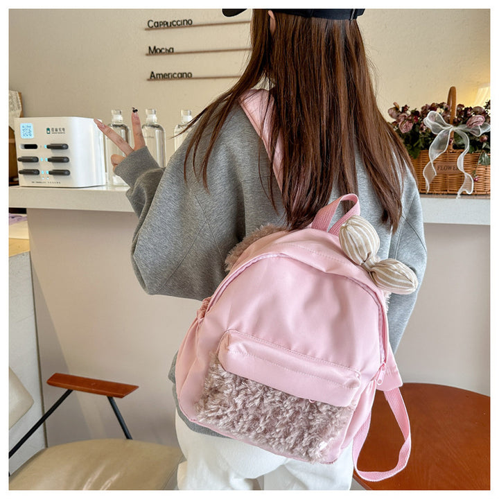 Plush backpack with high-quality surface structure Bowlift