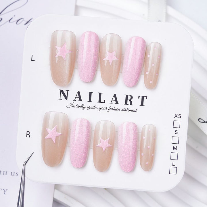Artistic Press-On Nail Set with Cute Character Designs Bowlift