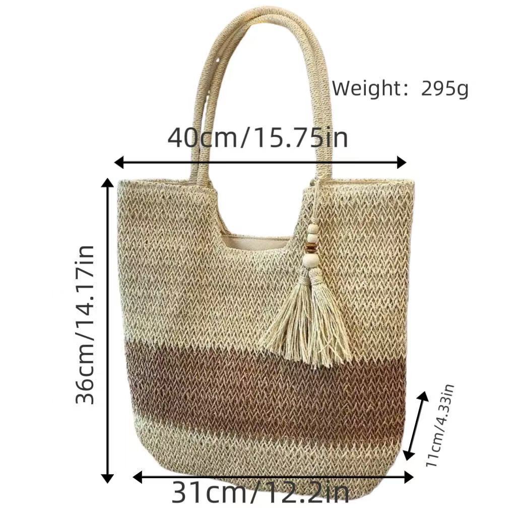 Handbag made of braided natural material with tassel details Bowlift