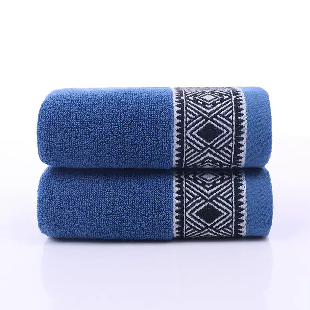 Terry Bath Towel Set With Elegant Geometric Border Bowlift