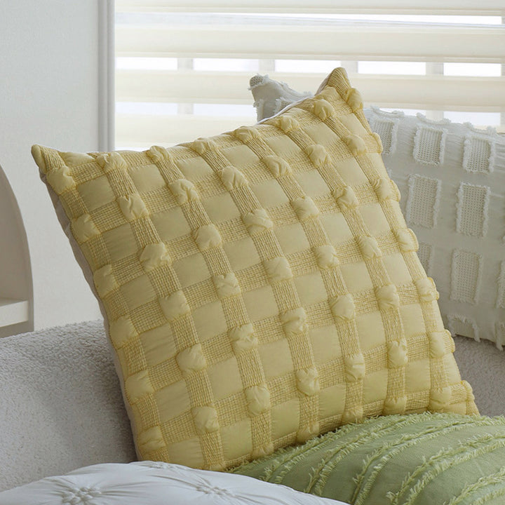 Square decorative cushion cover with textured chenille surface and concealed zipper Bowlift