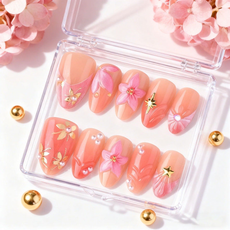 Floral Embellished Press-On Nail Art Set 1790738249
