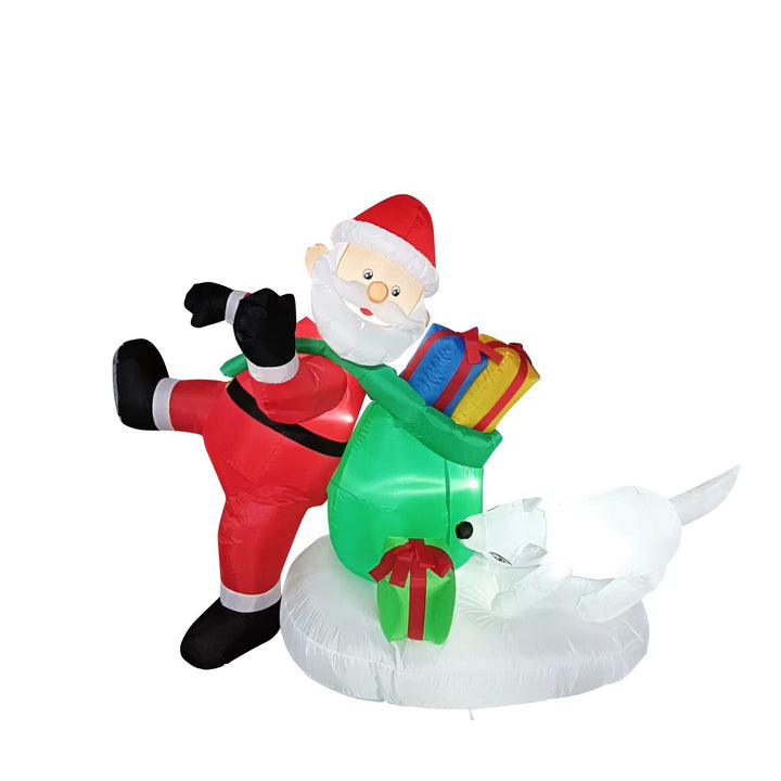 Inflatable Led Yard Santa Riding Polar Bear Outdoor Christmas Decoration With Internal Fan And Anchor Stakes
