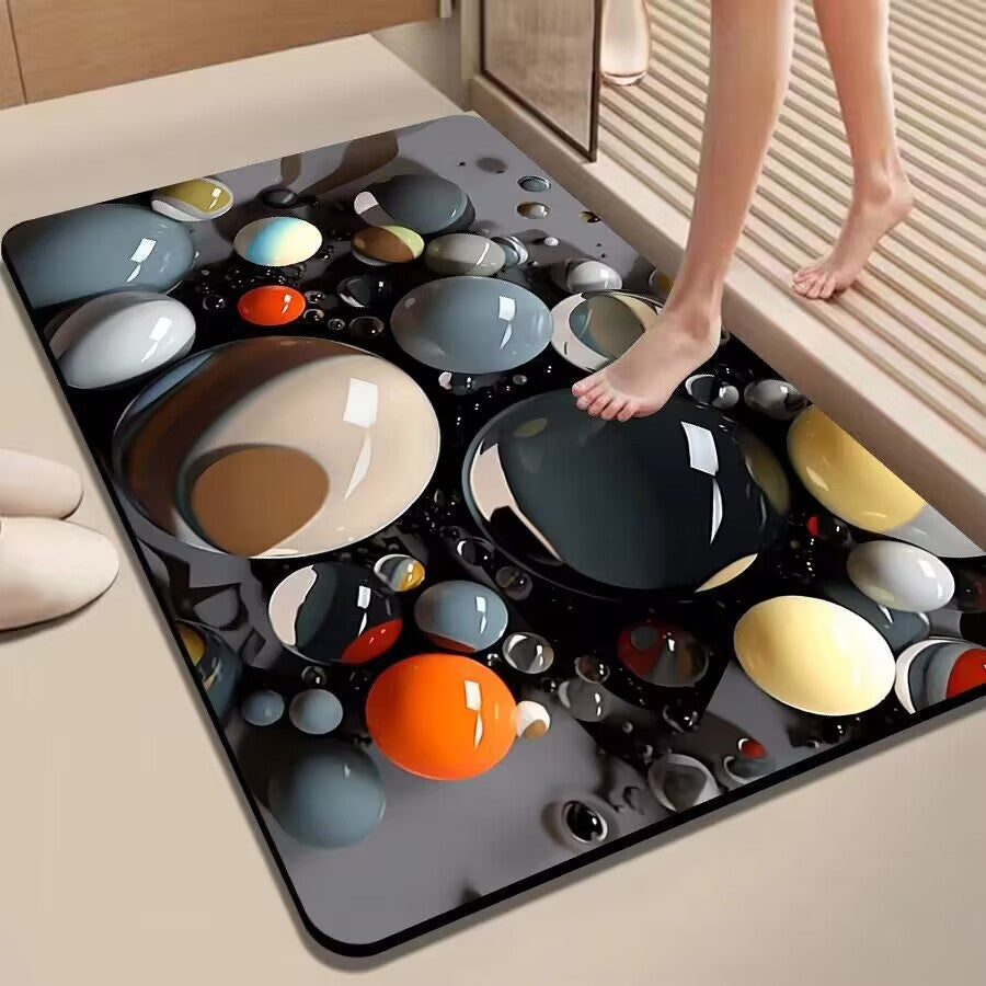 Colorful Pebble-Themed Floor Mat Bowlift