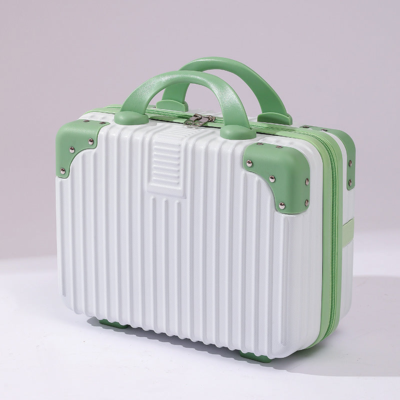 compact hard-shell travel vanity cosmetic and tech organizer with ribbed shell reinforced corners removable padded insert Bowlift