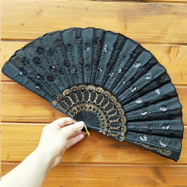 Ladies handcrafted fan with exquisite embroidery Bowlift