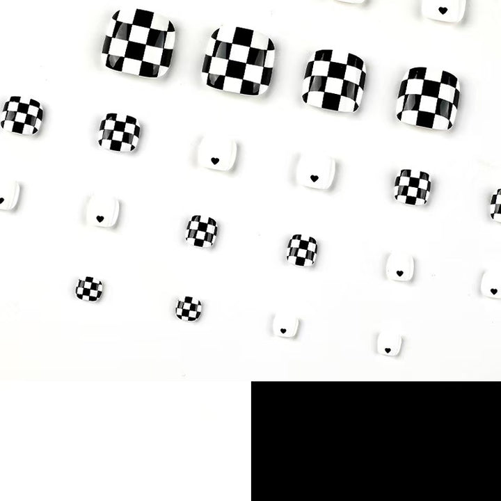 Artificial Nail Set with Attractive Chessboard Design Bowlift