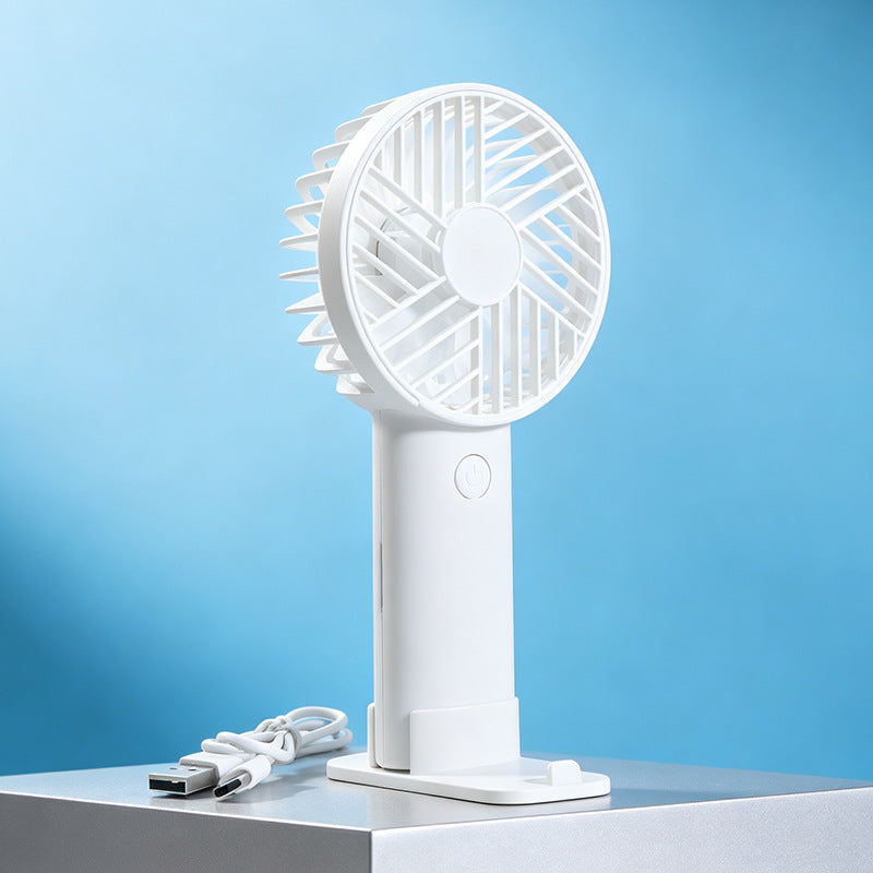 Unisex nan compact rechargeable handheld fan with stand and child-friendly bear motif Bowlift