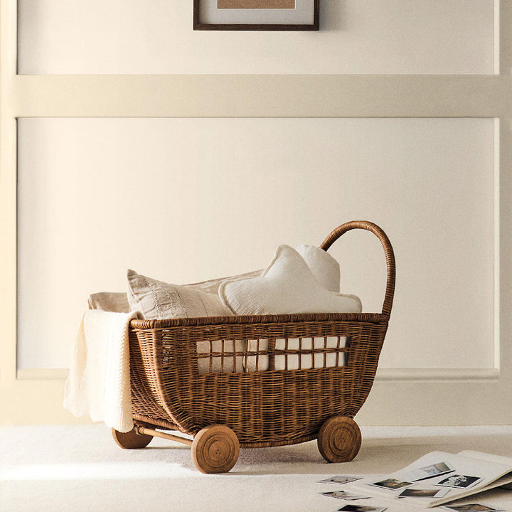 Vintage Woven Storage Cart Bowlift