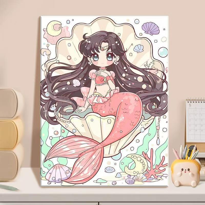 Anime-Inspired Mermaid Illustration Canvas Art Bowlift